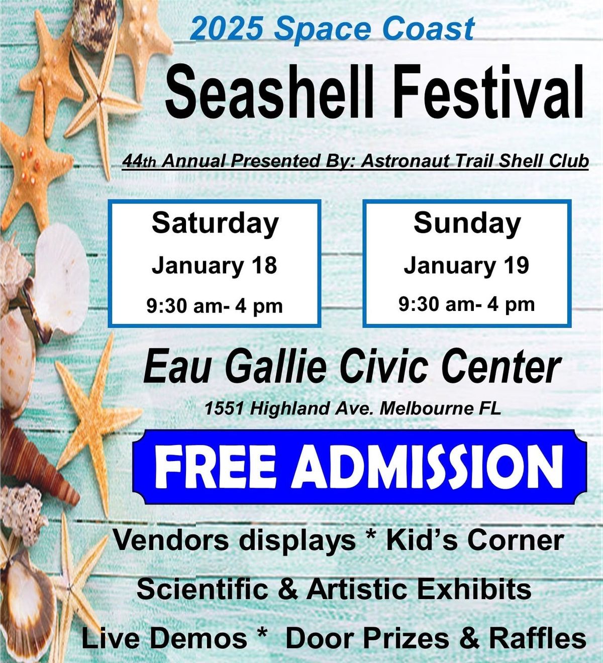 2025 Space Coast SEASHELL FESTIVAL 