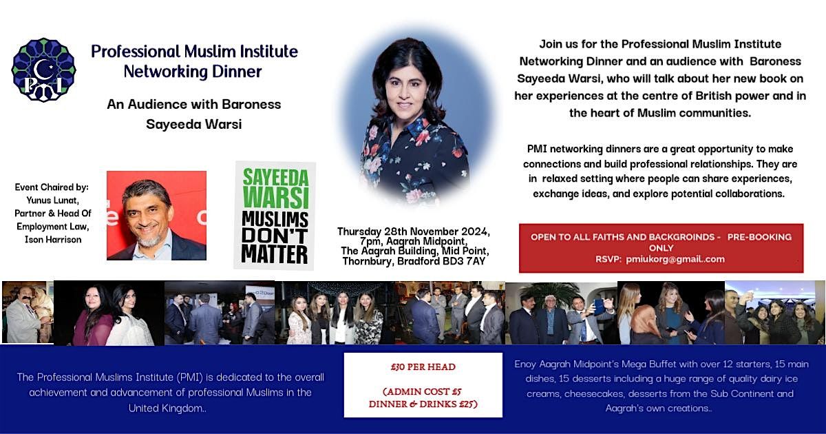 PMI Networking Dinner & An Audience with Baroness Warsi