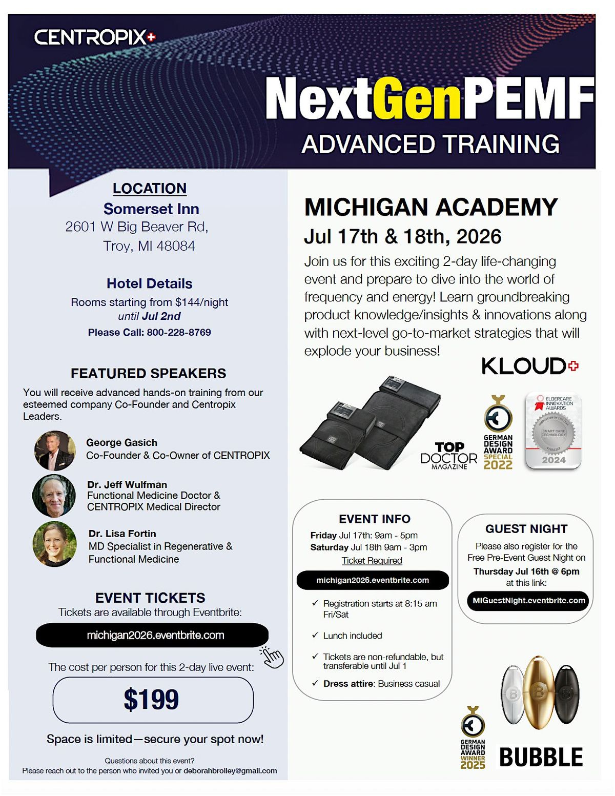 NextGen PEMF Advanced Training 2-Day Event Michigan