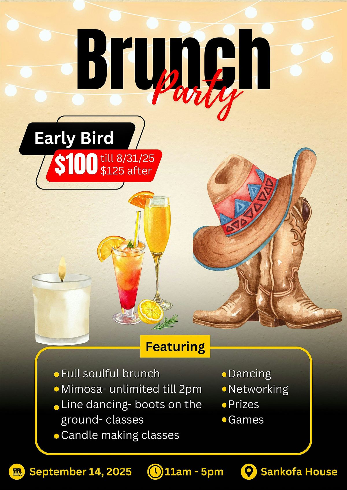 Sunday Brunch- Line Dancing , Candle Making, Soulful Buffet and More