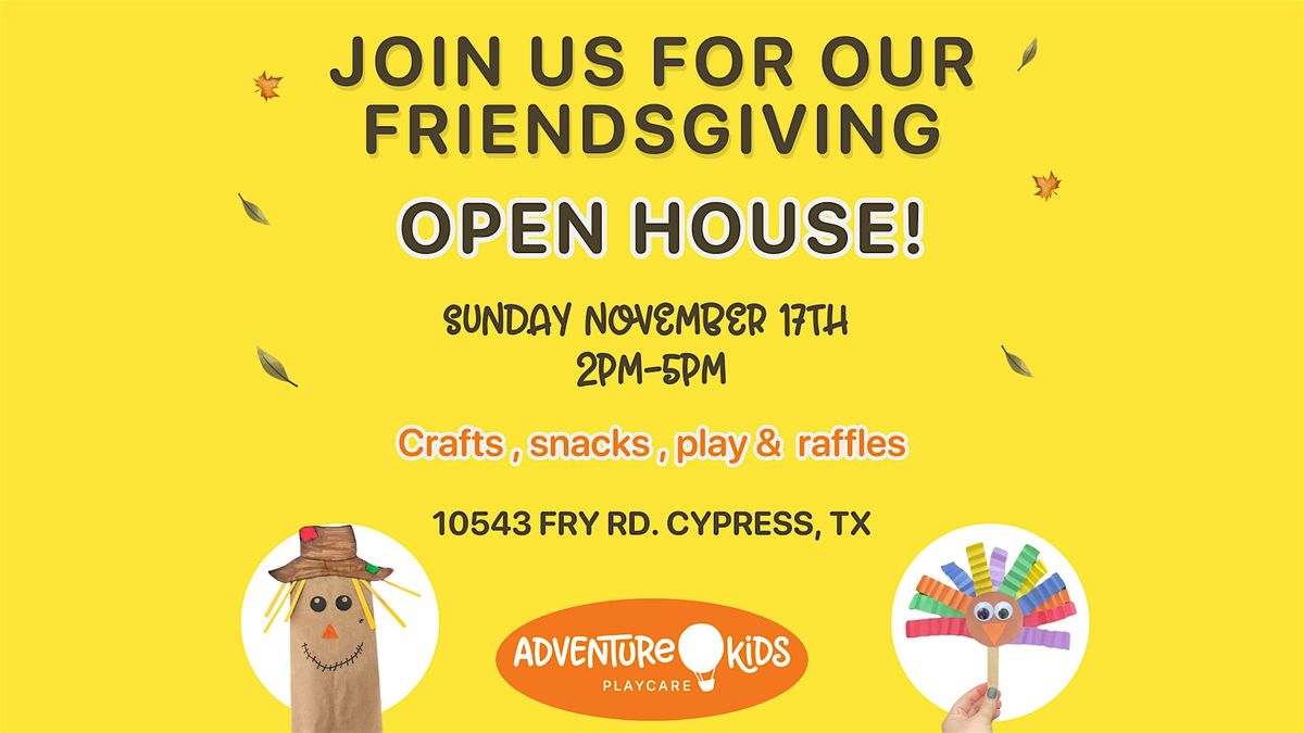 Free Friendsgiving Open House at Adventure Kids Playcare