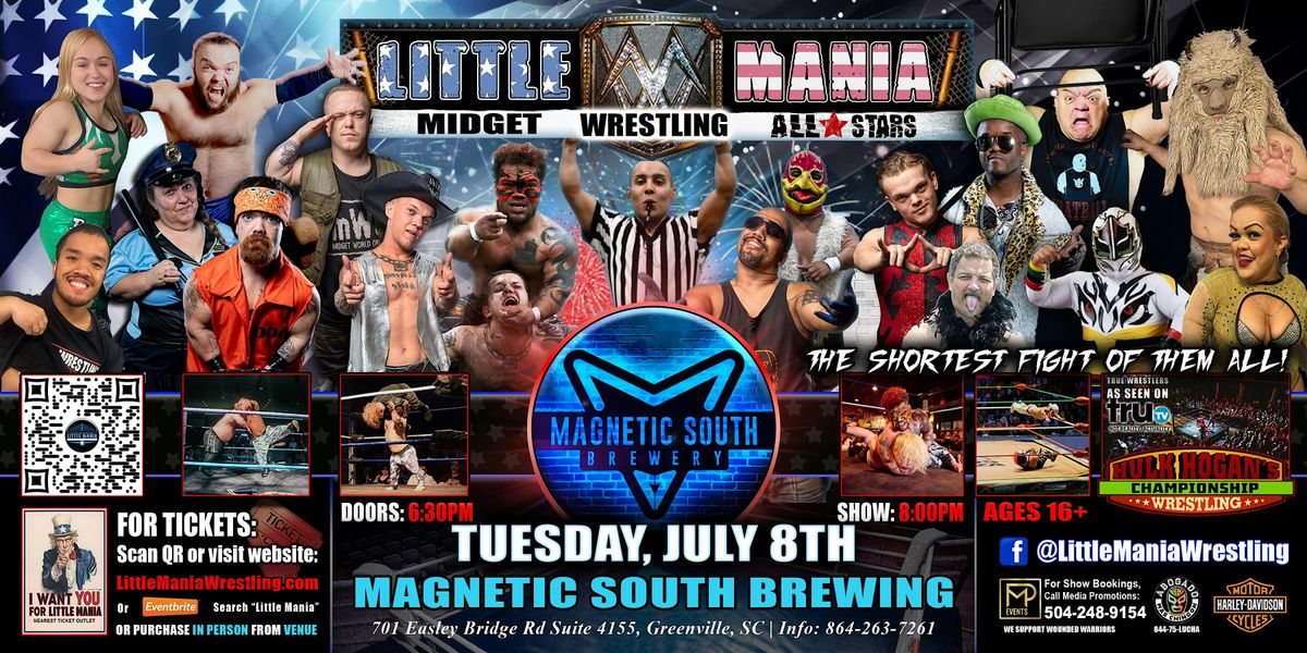 Greenville, SC - Little Mania Midget Wrestling @ Magnetic South Brewing