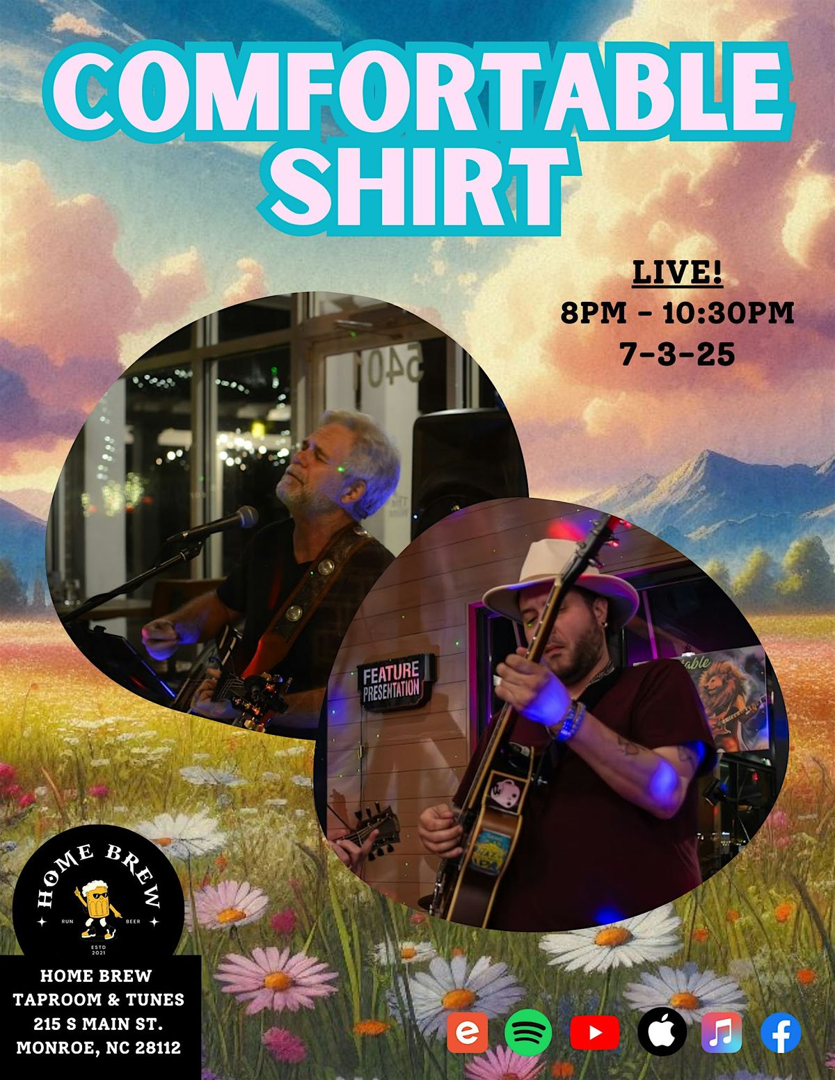 Comfortable Shirt: Live From Home Brew Taproom & Tunes!