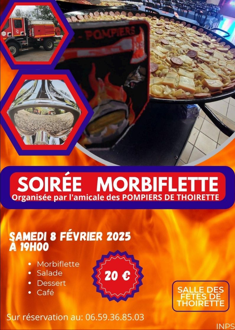 Soir\u00e9e morbiflette par l'amicale des pompiers de Thoirette 