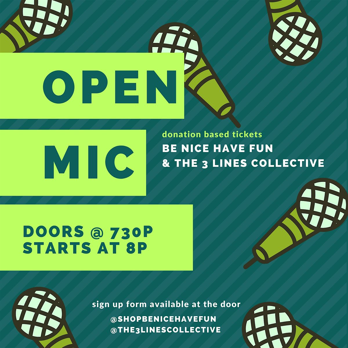 Open Mic Night for Comedians, Musicians, and Poets