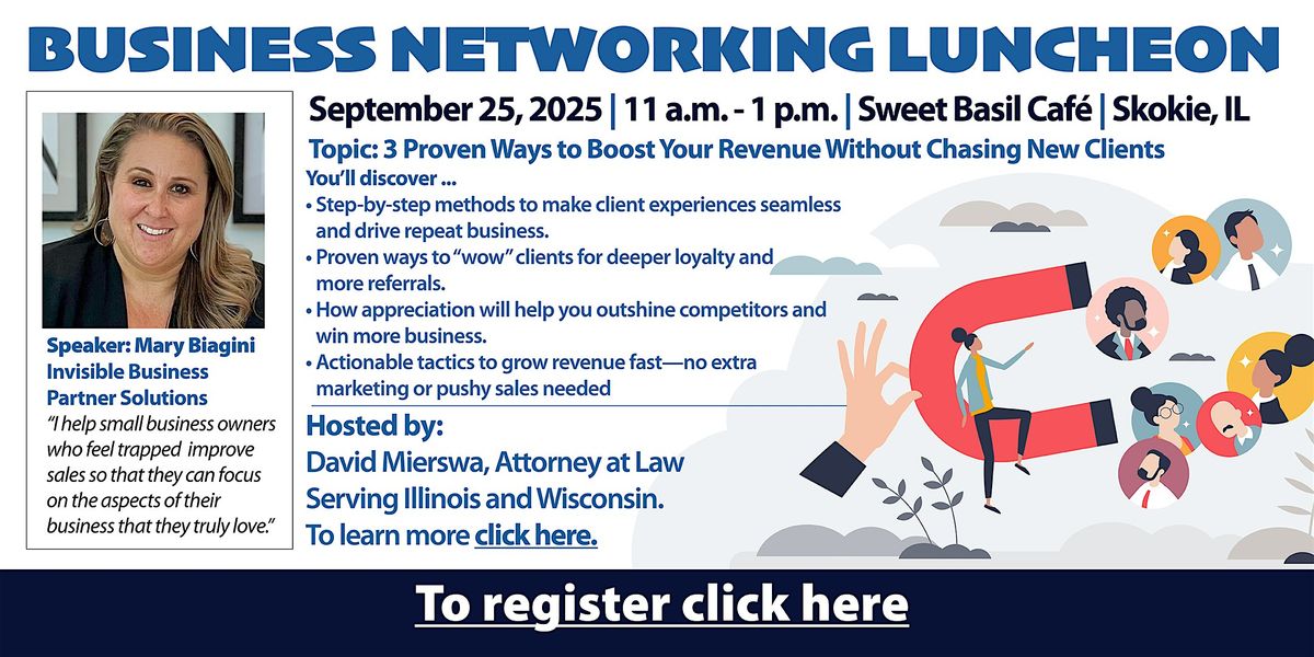 In Skokie: Business seminar and networking September 25, 2025