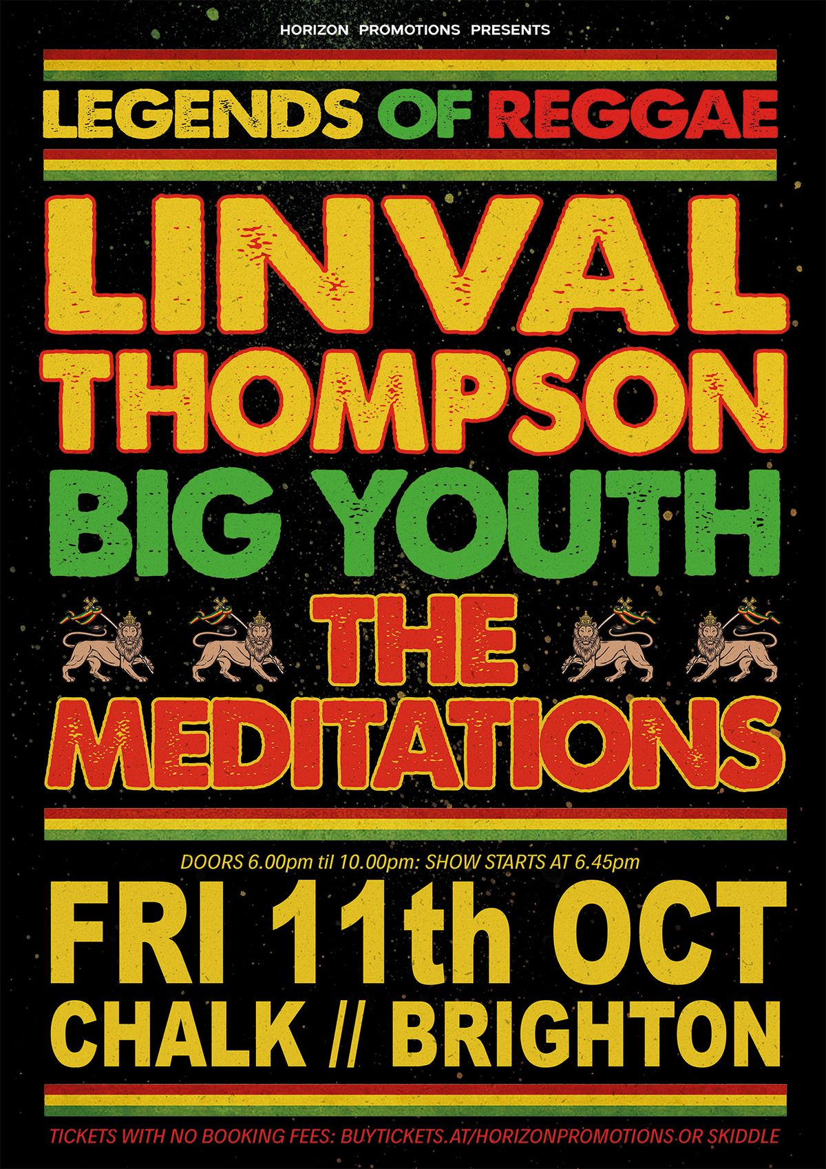 LINVAL THOMPSON \/\/ BIG YOUTH \/\/ THE MEDITATIONS \/\/  FRIDAY 11TH OCTOBER \/ CHALK \/ BRIGHTON