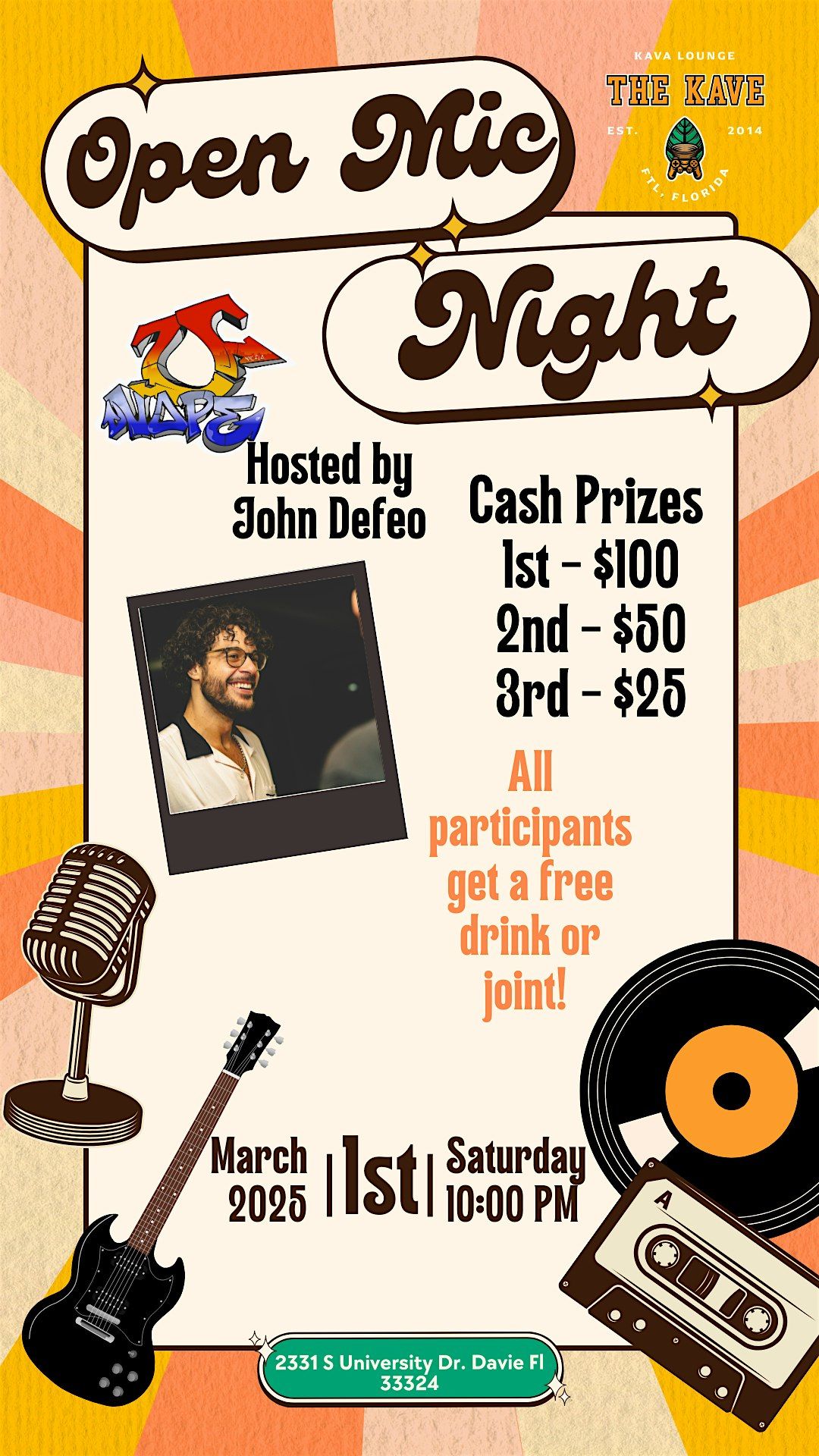 Open Mic Night at The Kave \u2013 Cash Prizes & Free Drinks!