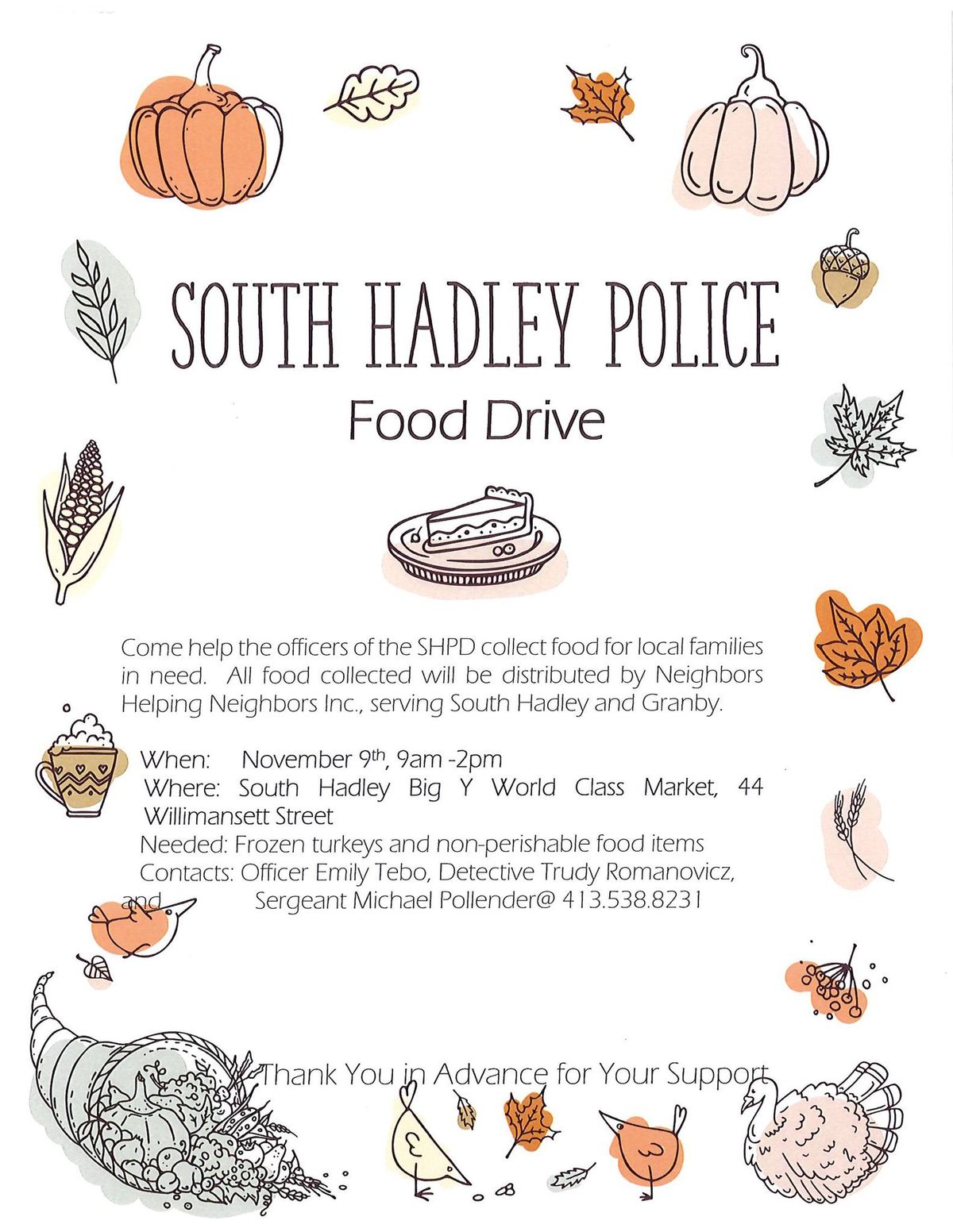 So Hadley Police Department Food Drive