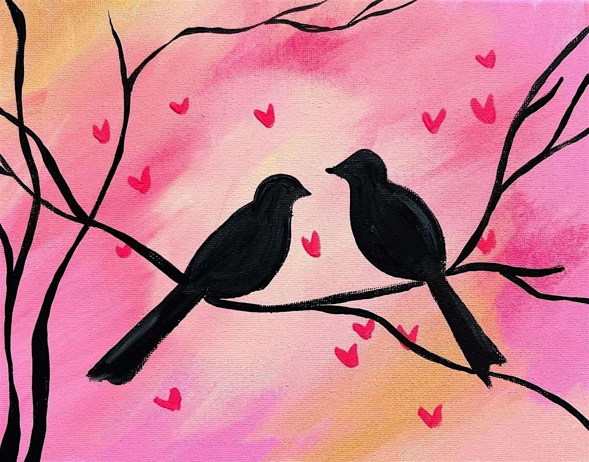 "Love Birds" Canvas Painting Class with Joyful Paintings NC