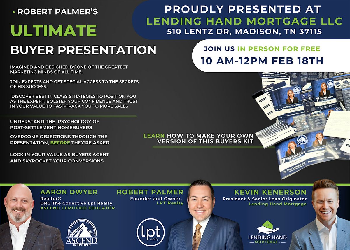 JOIN US for Robert Palmer's ULTIMATE BUYER PRESENTATION