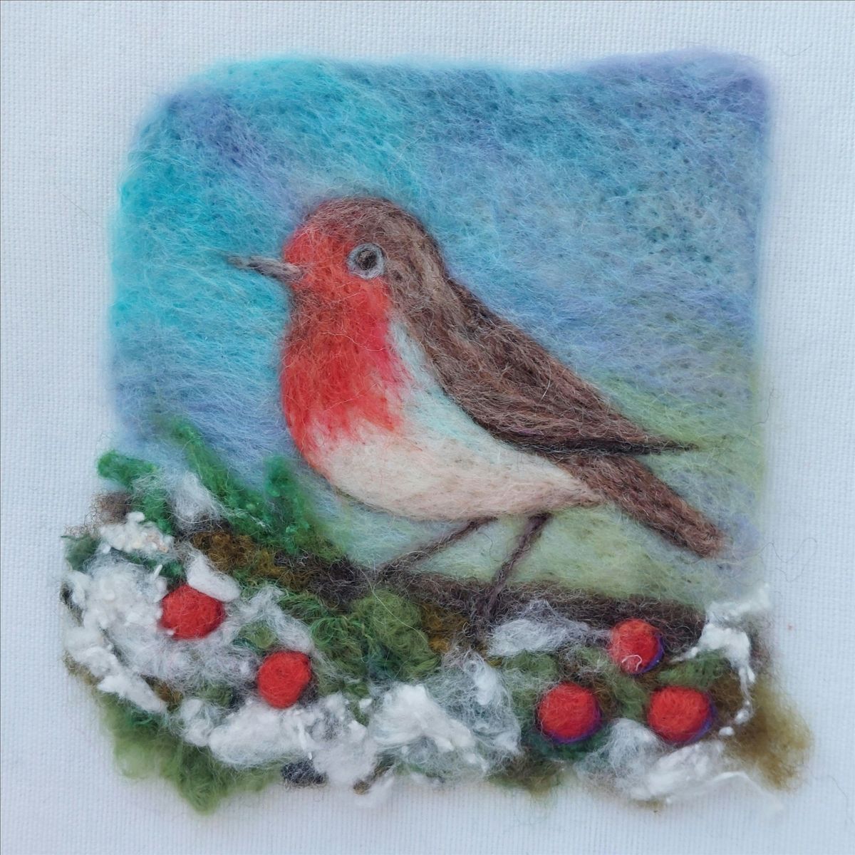 Winter Robin Needle Felted Picture