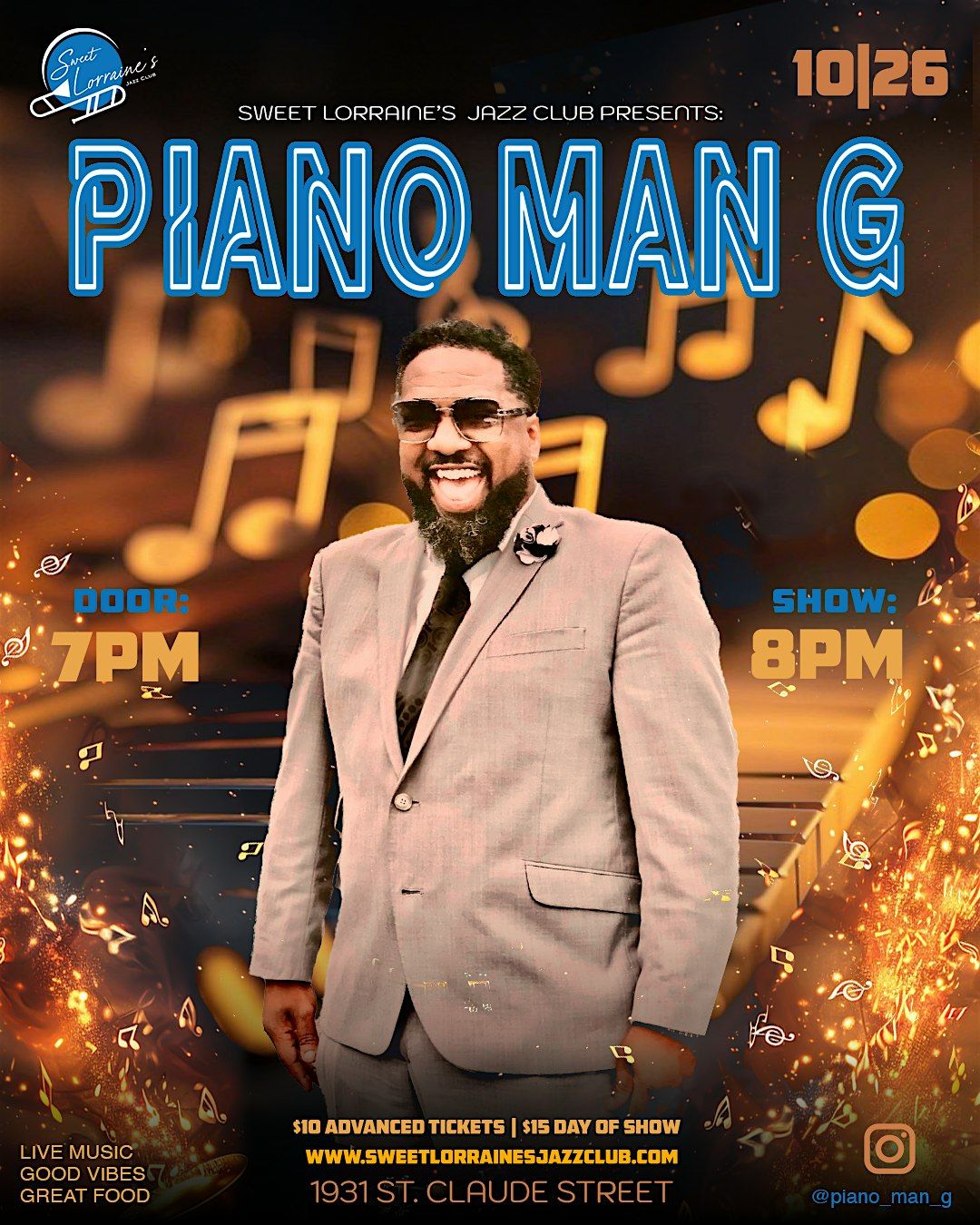 PIANO MAN G! LIVE AT SWEET LORRAINE'S!