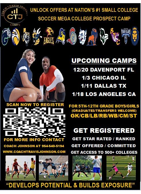CHICAGO IL SOCCER BOYS \/ GIRLS MEGA COLLEGE PROSPECT CAMP JAN 3RD