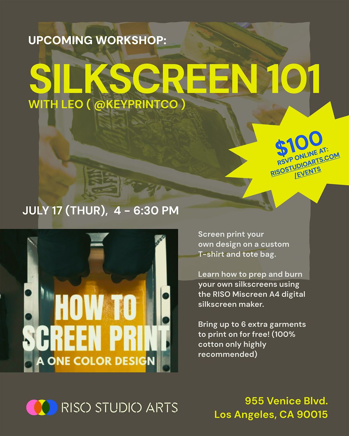 SILKSCREEN 101 w\/ Leo (@keyprintco) 1-color