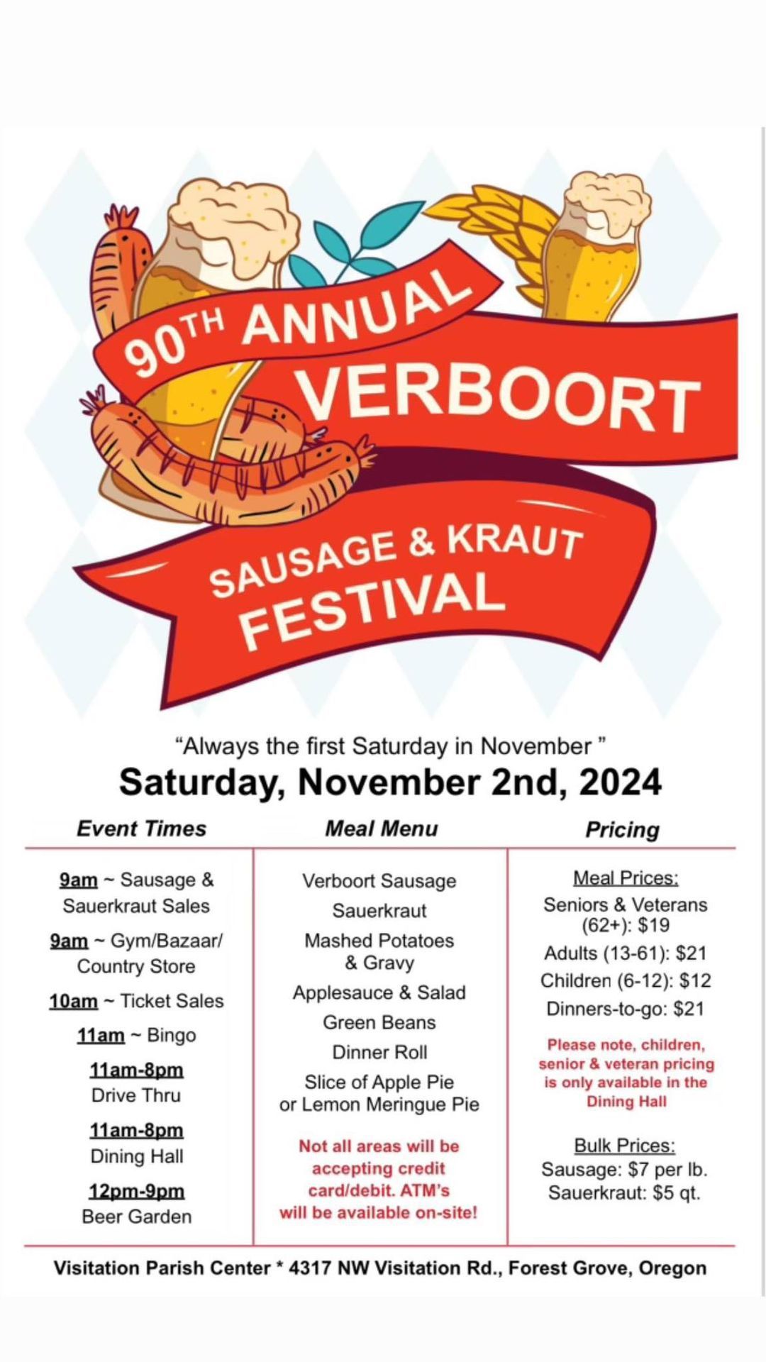 90th Annual Verboort Sausage & Sauerkraut Festival