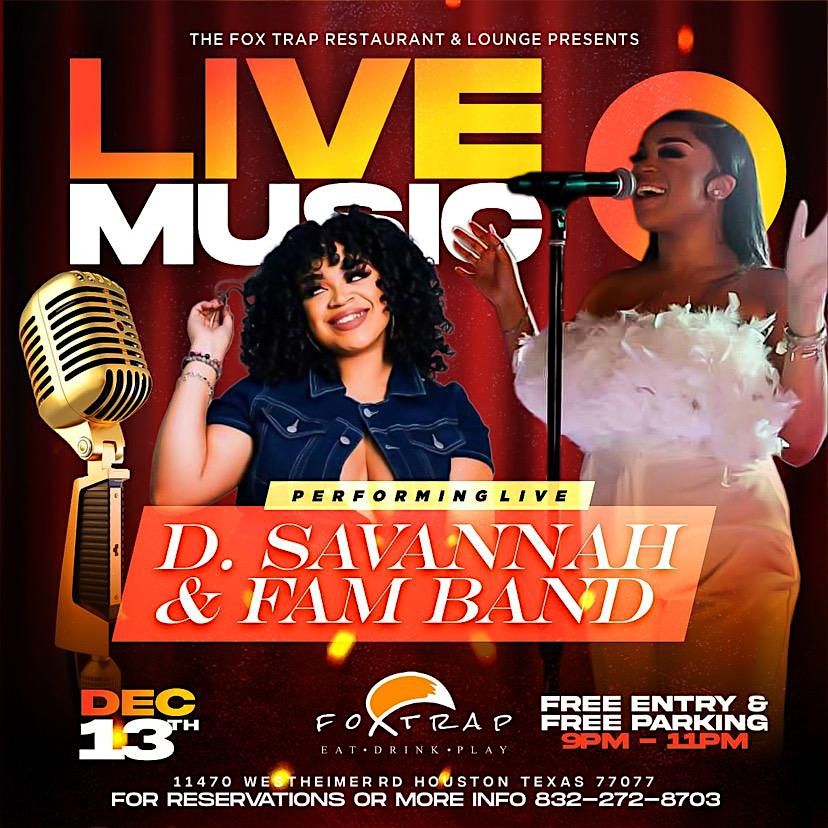 LIVE MUSIC with LIVE BAND @ THE FOX TRAP | Food| Drinks | Hookah | Vibes