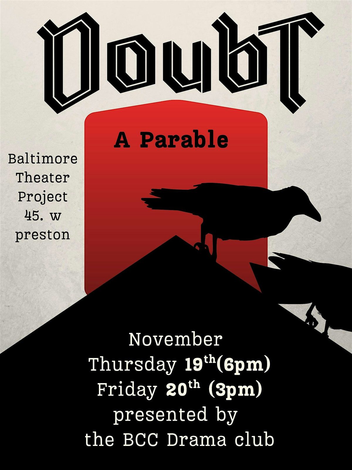 BCC Drama Club presents "Doubt"-Opening Performance