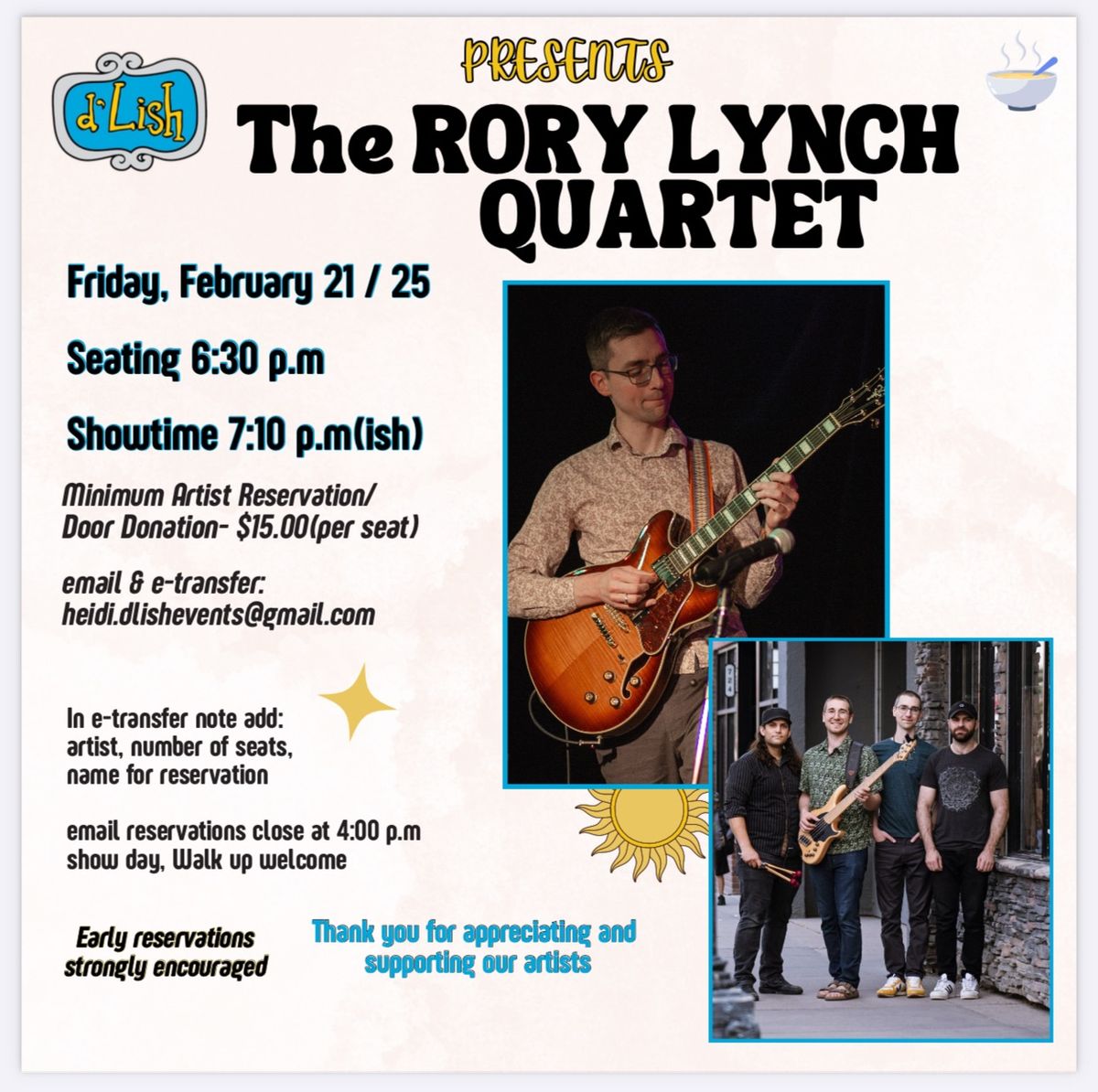 Rory Lynch Quartet at d\u2019Lish