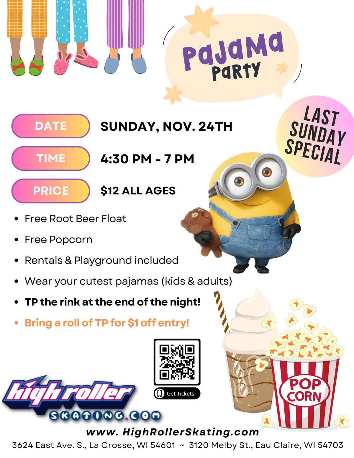 Last Sunday of the Month Special: Roller Skating Pajama Party