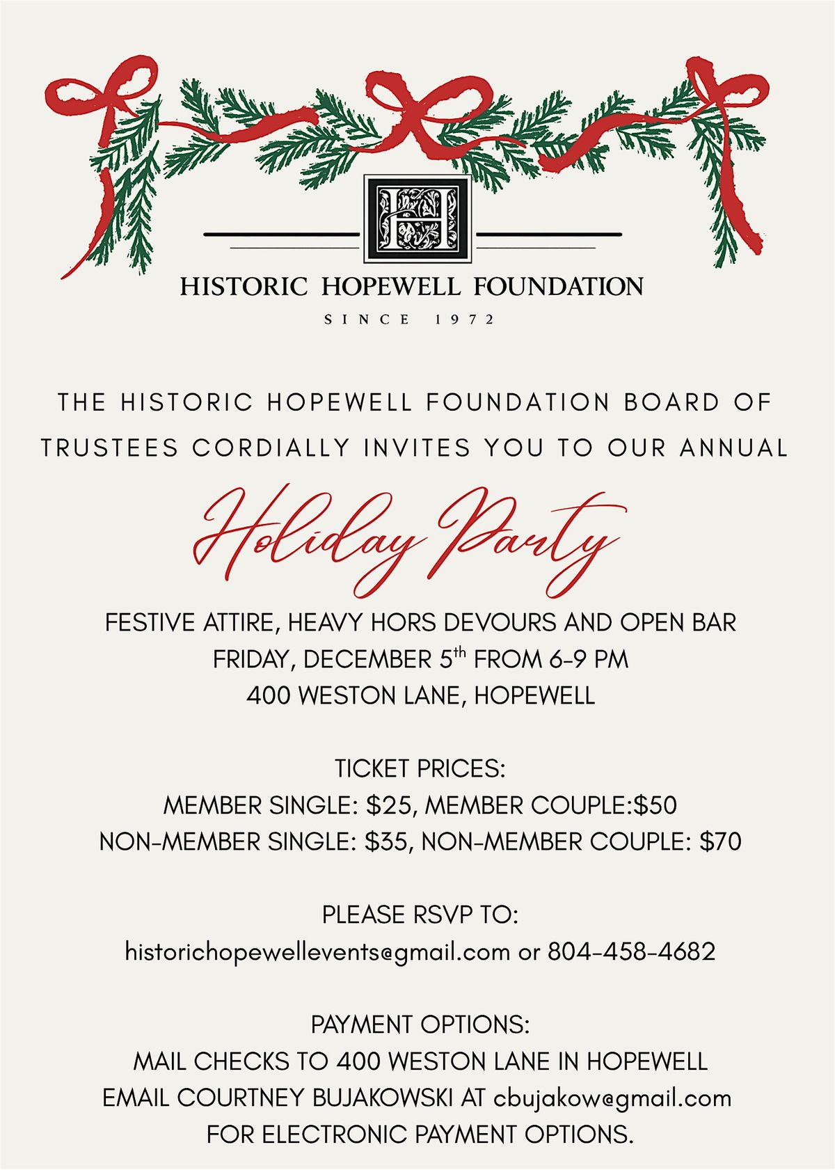 Historic Hopewell Foundation Holiday Party