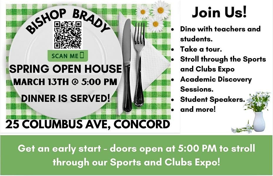 Bishop Brady High School Spring Open House  2025- Doors open at 5:00 pm