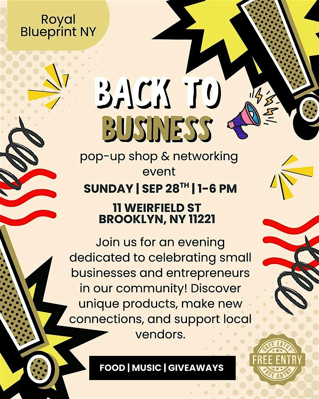 Back to Business Pop-Up Shop and Networking Event