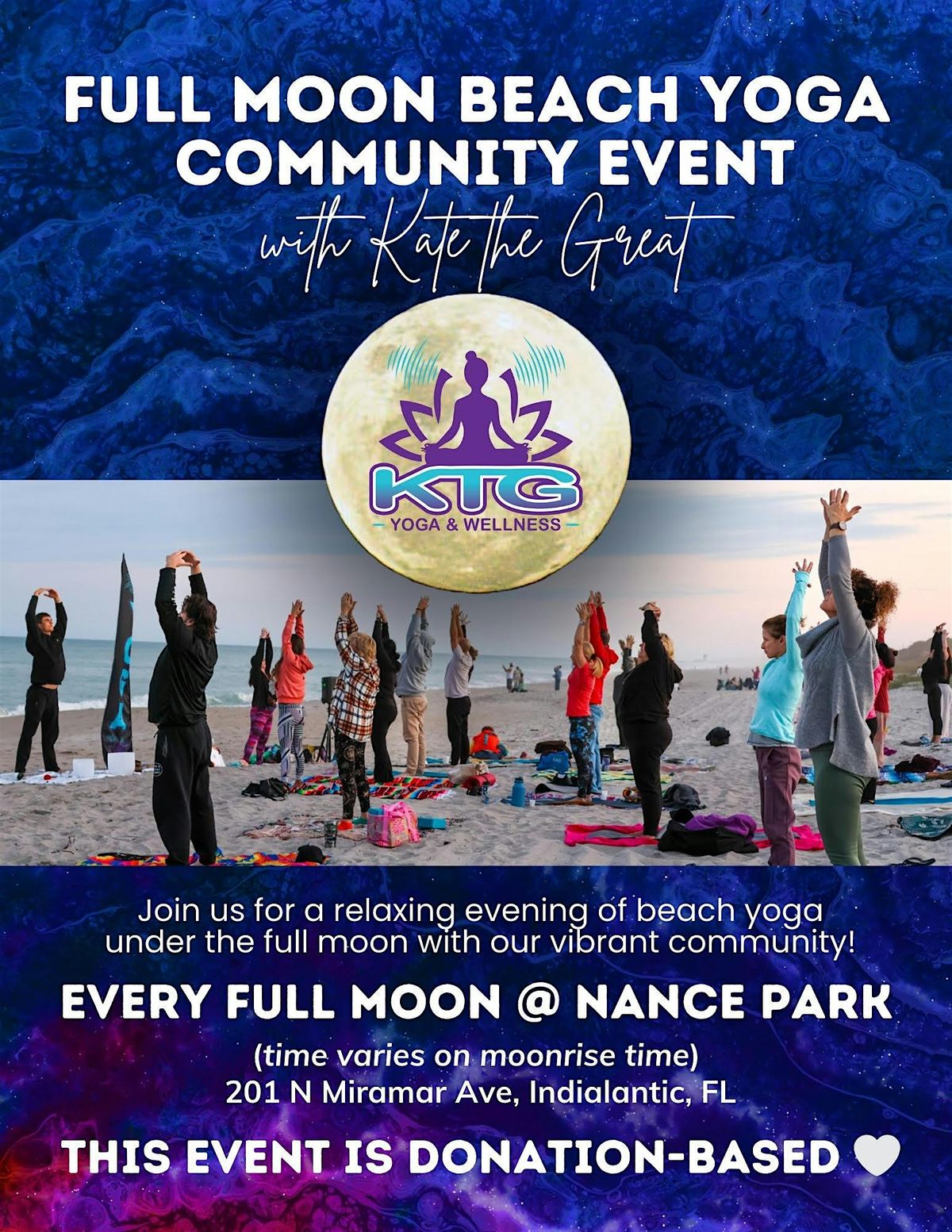 March Full Worm Moon Beach Yoga Community Event with KTG