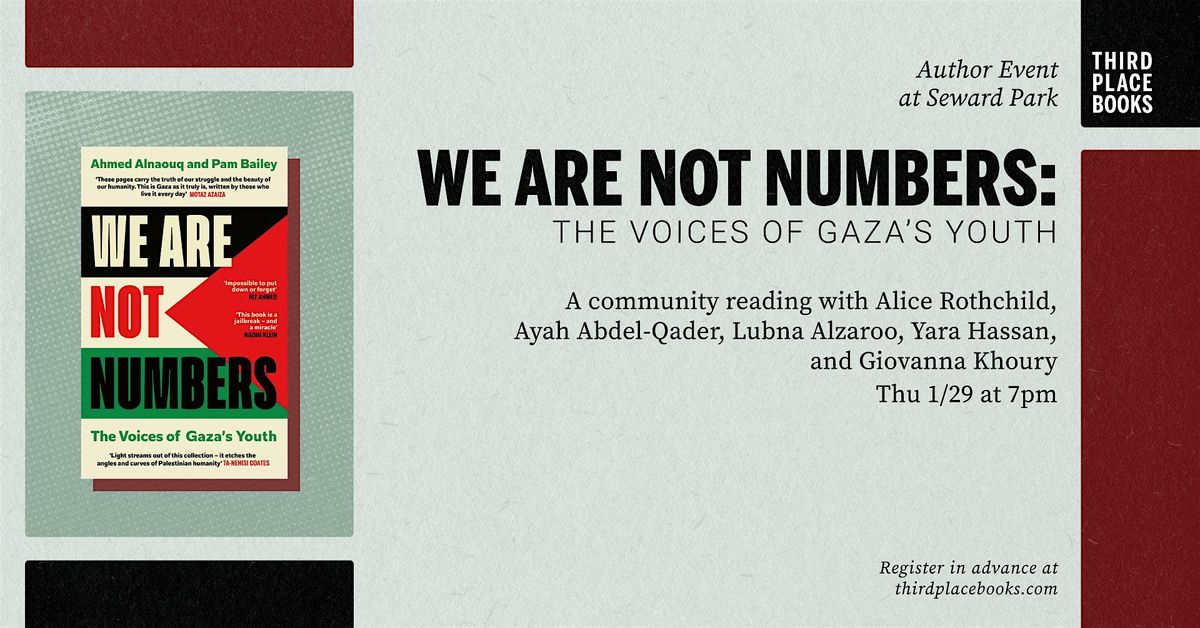 'We Are Not Numbers: The Voices of Gaza's Youth' \u2014 A Community Reading