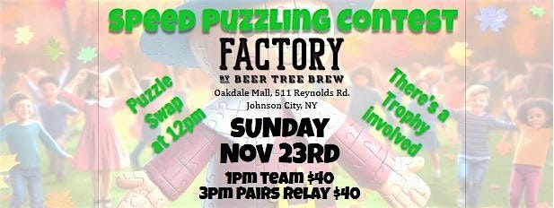 Puzzles and Pints at Factory by Beer Tree Speed Puzzling Contest