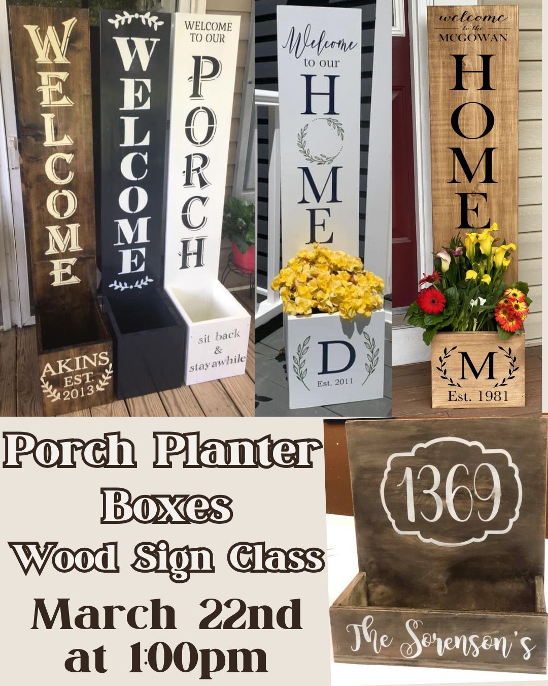 Porch Planter Boxes Wood Sign Class