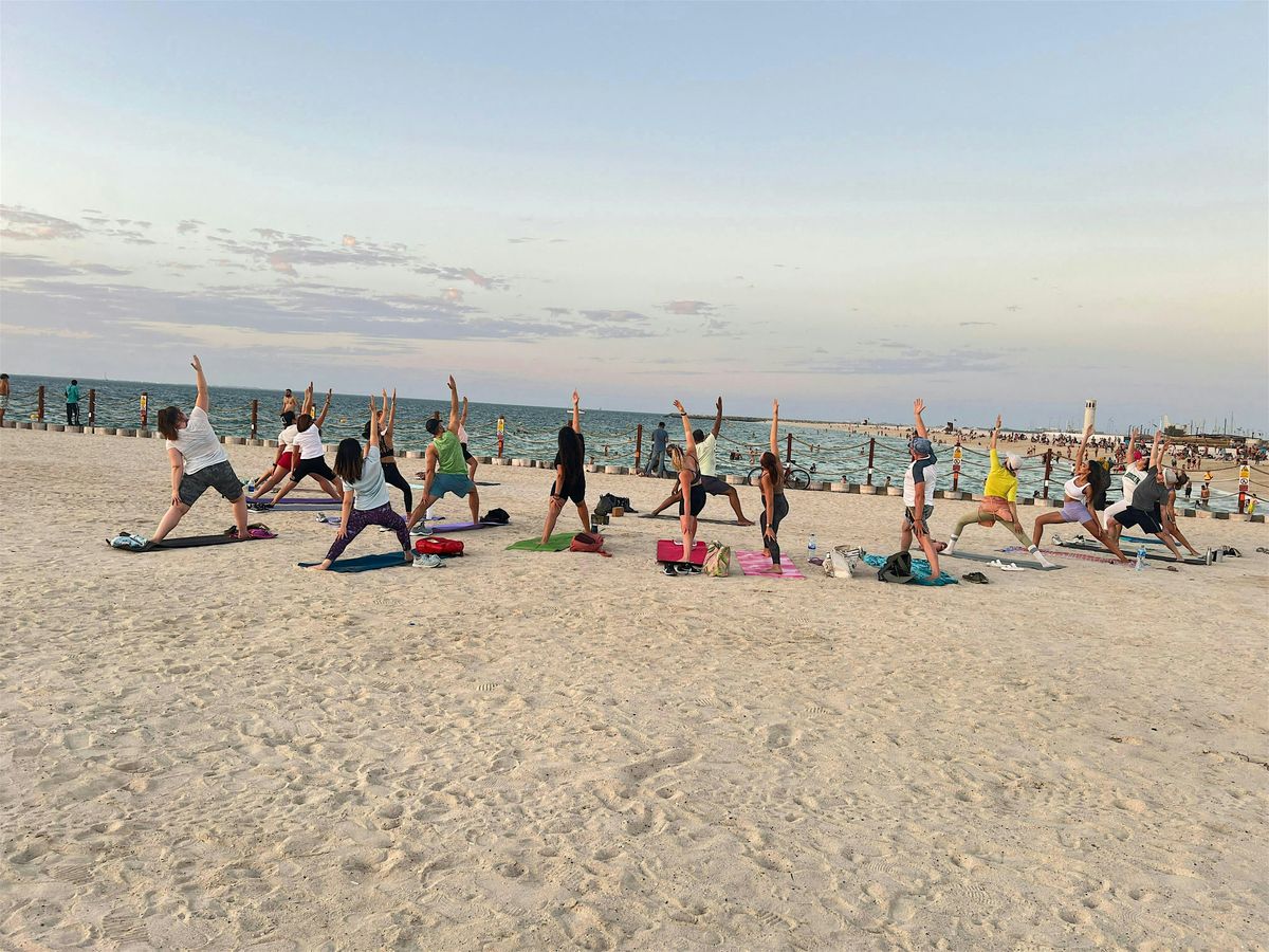 Beach Sunrise Power Yoga by Qaiser