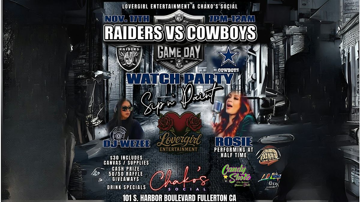 Raiders vs Cowboys Watch Party + Sip n\u2019 Paint