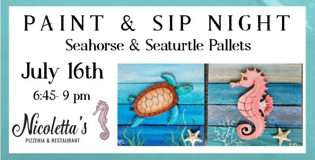 Sea turtle or Seahorse Wood Pallet Paint Night 