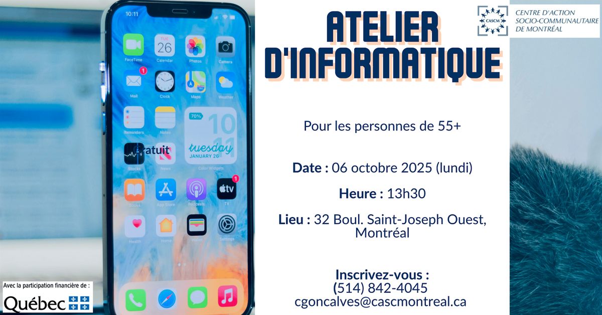 Atelier D'Informatique pour les immigrants de 55 ans et plus
