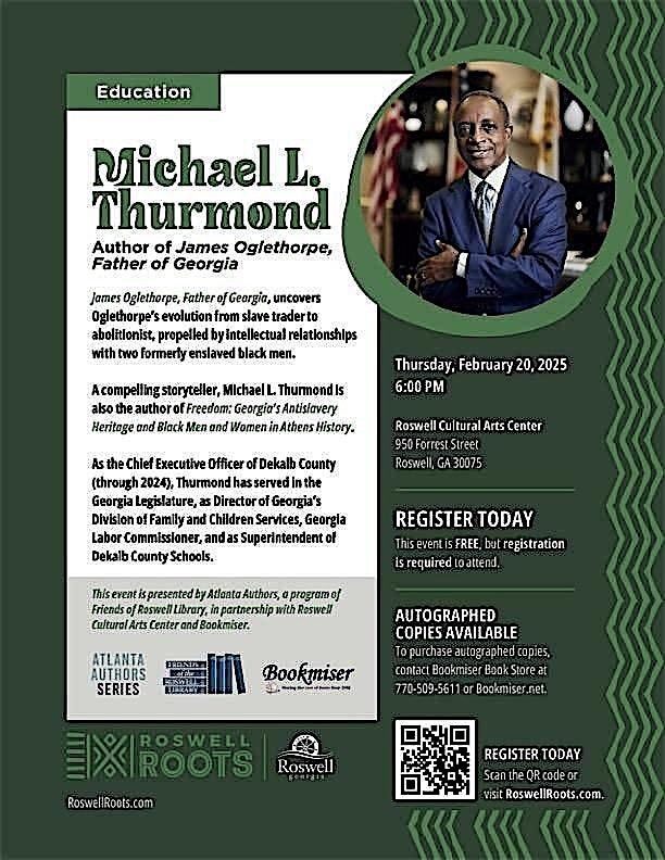 Atlanta Authors &  Roswell Roots  Present Michael L. Thurmond Feb 20 @ 6 pm