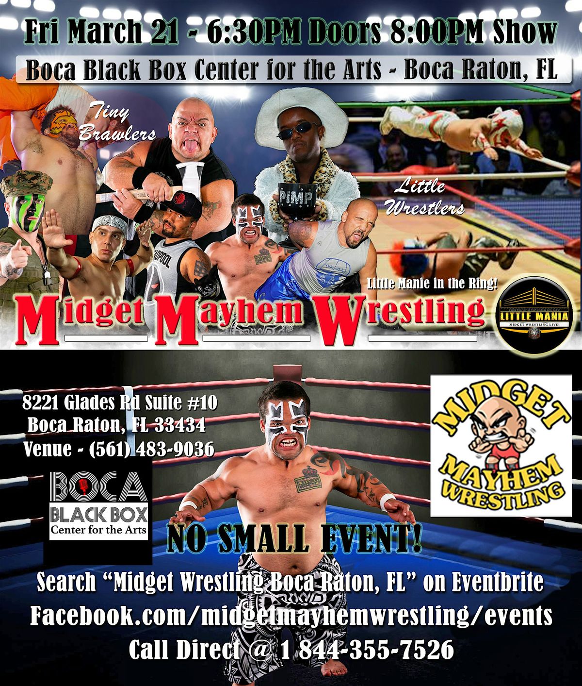 Midget Mayhem Wrestling Rips Through the Ring! Boca Raton FL (All-Ages)