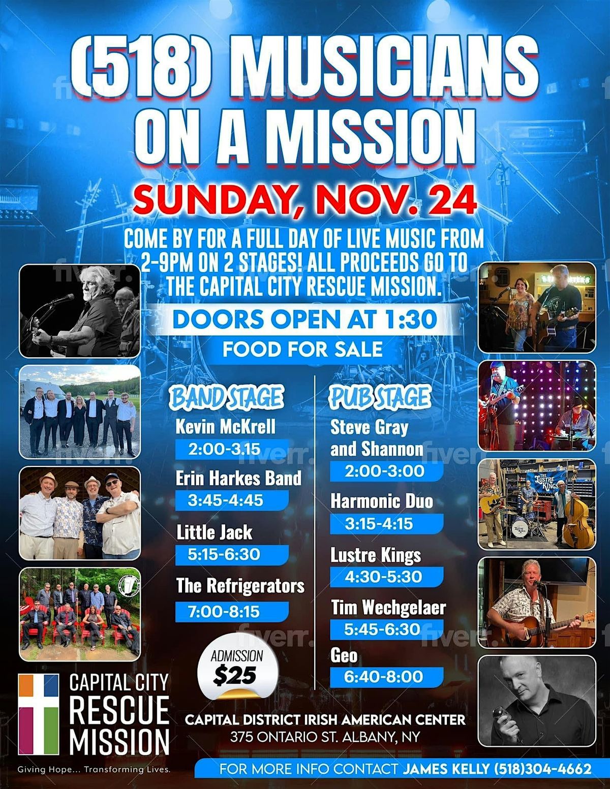 (518)Musicians On A Mission -2 Stages of Live Music! Sunday Nov 24!