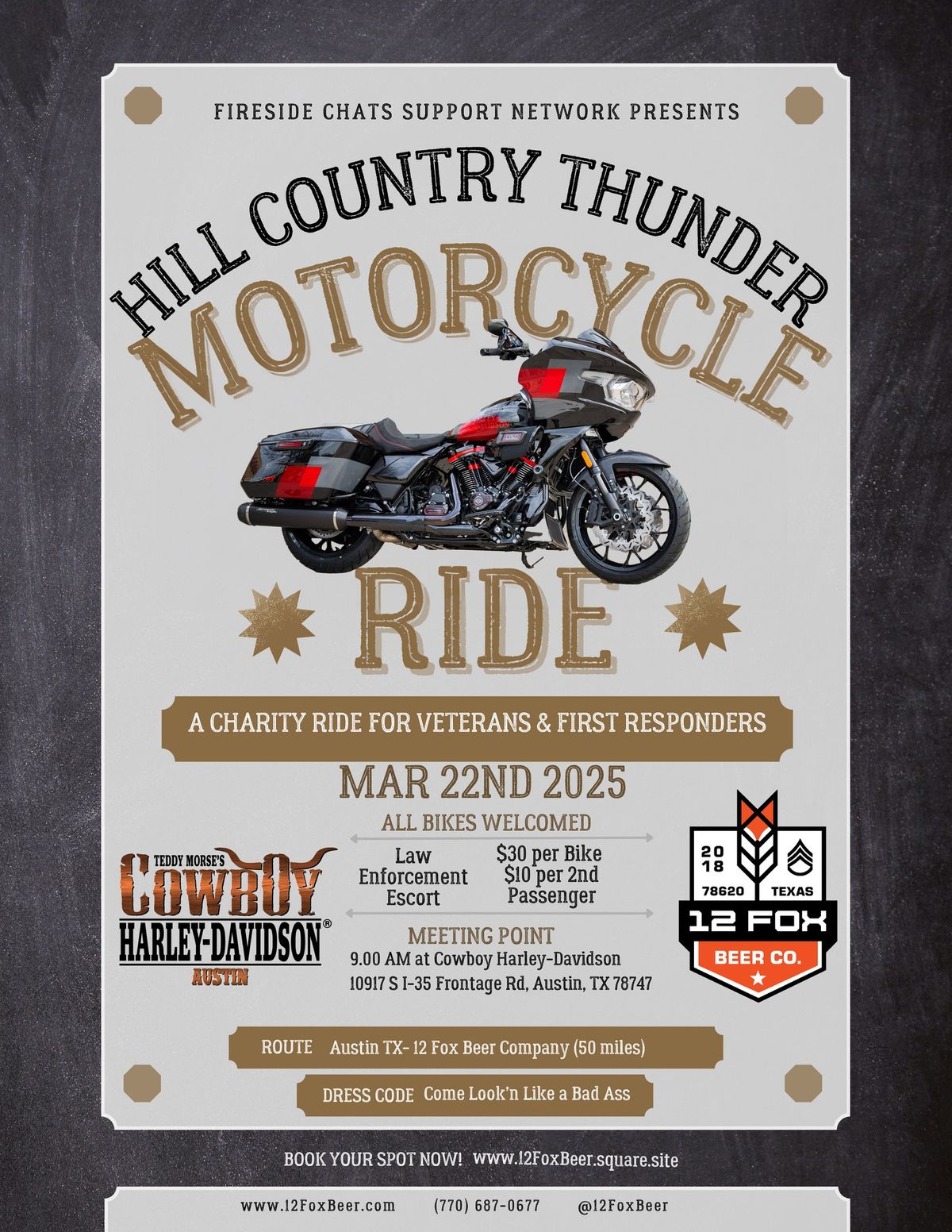 Hill Country Thunder Motorcycle Ride + Fireside Chats Fundraiser