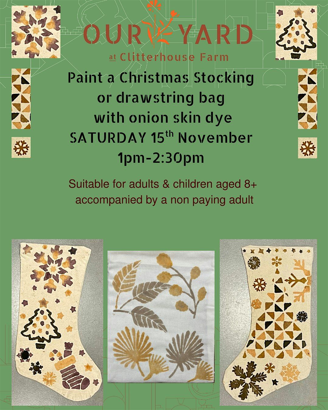 Paint a festive stocking or drawstring bag with onion skin dye