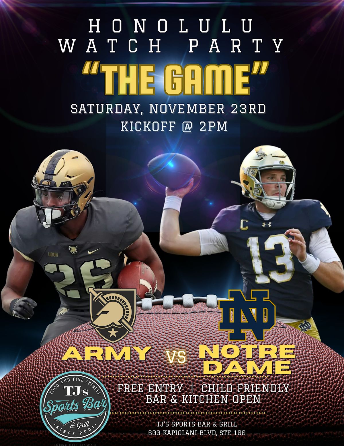 Army vs Notre Dame - Honolulu Watch Party