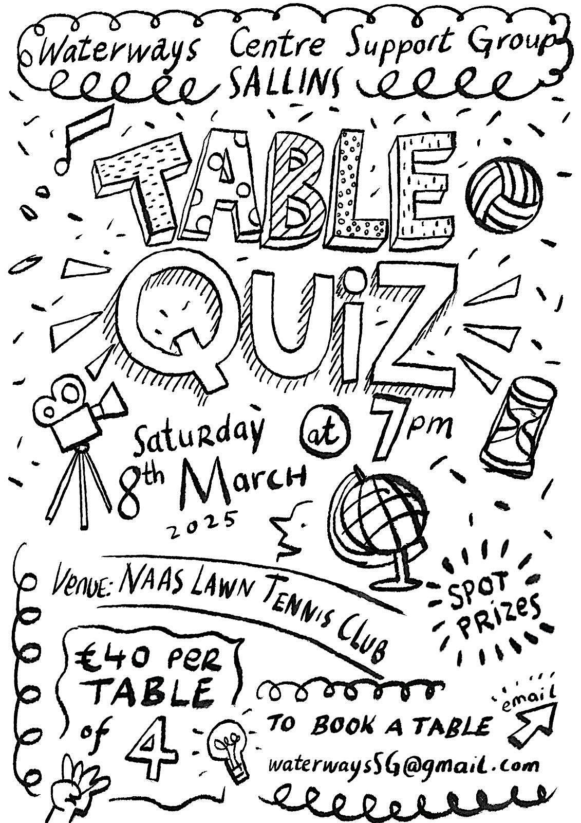 Waterways Centre Support Group Table Quiz