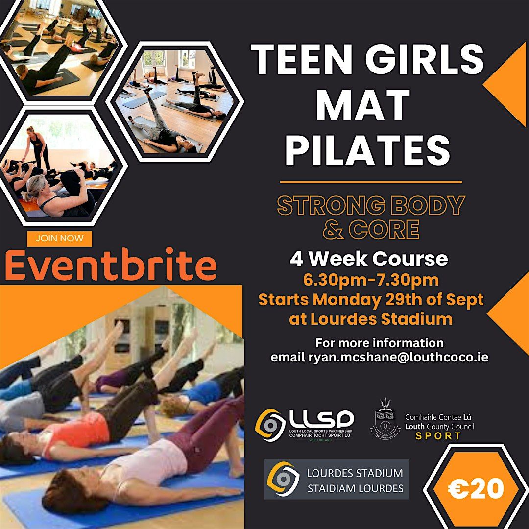 Teenage Girls MAT Pilates Mon 29th Oct 6.30pm 4 wks