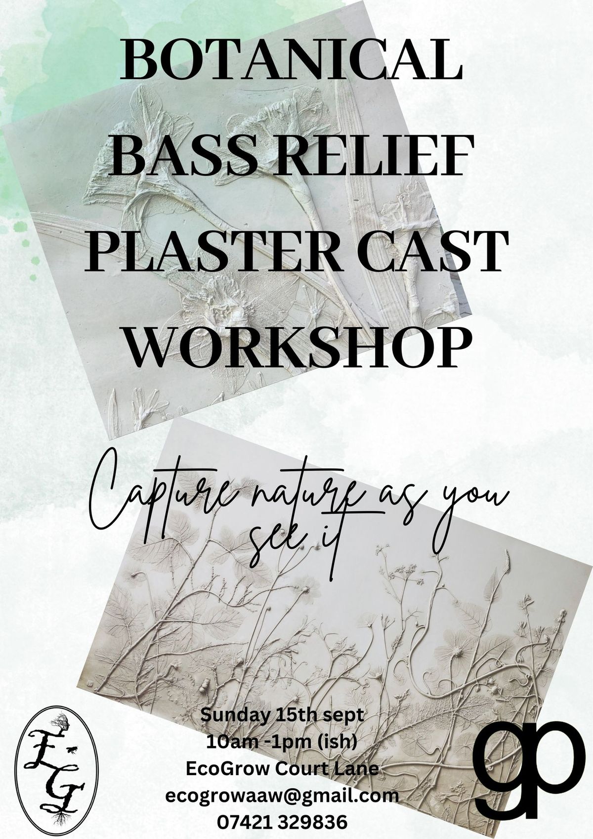 Botanical bass relief plaster cast workshop