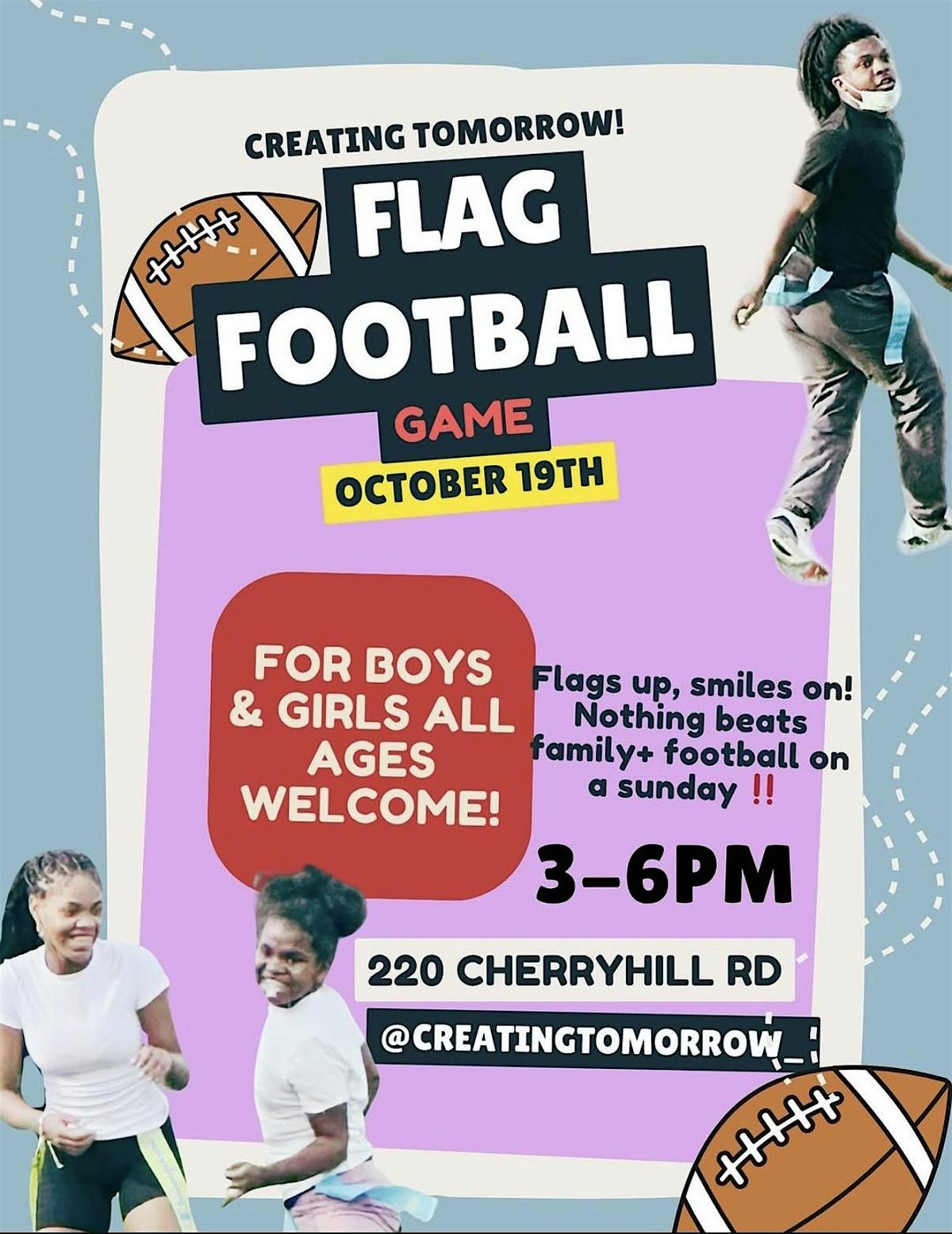 Creating Tomorrow Presents: Sunday Flag Football Game
