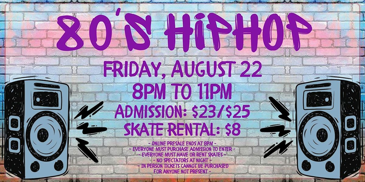 80's Hip Hop 8pm - 11pm Admission only