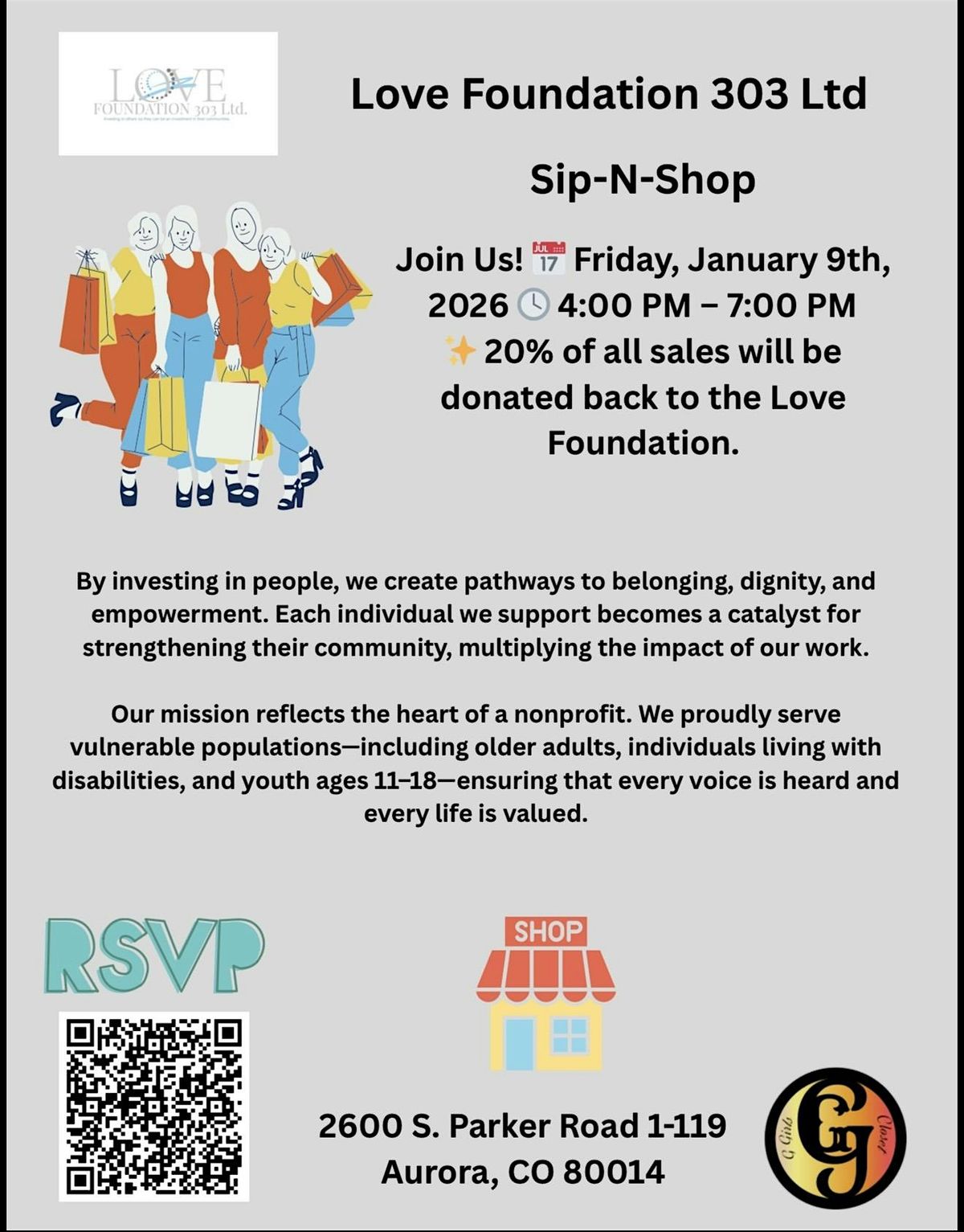 At Love Foundation 303 Sip-N-Shop Kickback