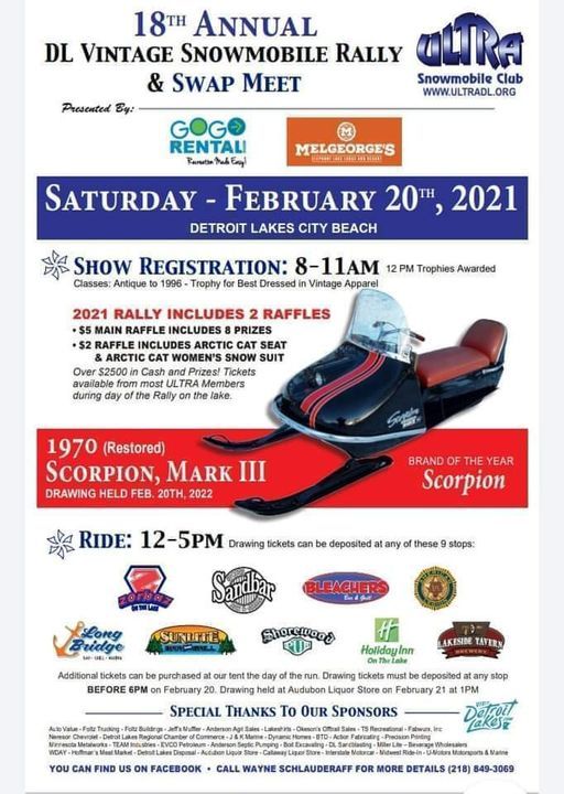 Ultra 18th Annual Dl Vintage Rally Swap Meet Detroit Lakes City Beach 20 February 2021 Old Timers Tournament Detroit Lakes 2022