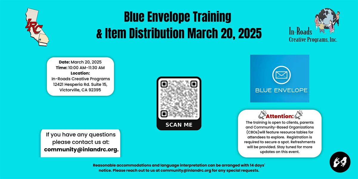 Blue Envelope Parent\/Client Training at In-Roads Creative Programs 2025