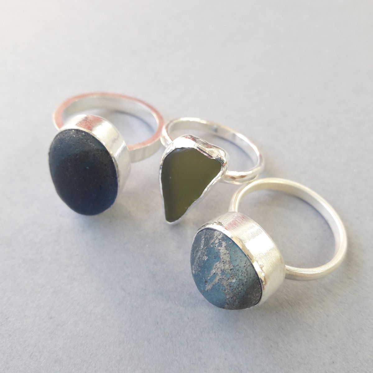 Silver Sea Glass Rings Workshop